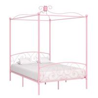 estructura cama con dosel sin colchon metal rosa 140x200 cm vidaxl