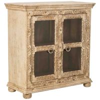 aparador de madera artesanal con 2 puertas blanco 97x43x100 alt cm