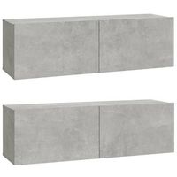2 uds mueble tv de pared  mueble de salon  armario tv madera contrachapada gris 100x30x30cm