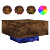 mesa de cafe - mesa de centro con luces led roble ahumado 55x55x31 cm