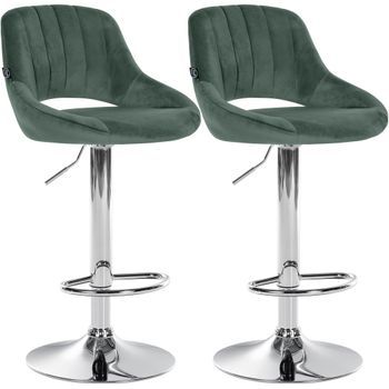 Juego De 2 Taburetes De Bar Milet De Terciopelo Verde 48x47x85 Cm Clp