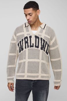 Polo Oversize Efecto Croché De Rugby, Cream