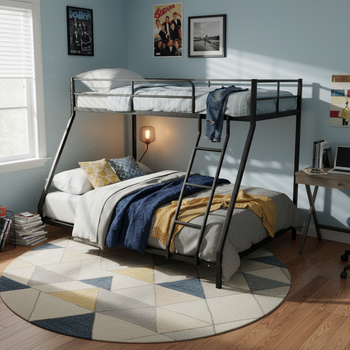 Cama Litera Metálica Con Dos Camas, Compatible Con Colchones 190x80 Y 190x130, Robusta Para Adultos, Ahorro De Espacio