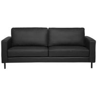 sofa de piel sintetico negro 3 plazas patas de metal respaldo tapizado estilo minimalista moderno savalen