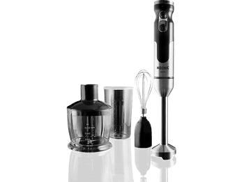 Batidora de mano - KOENIC KHB 83422 SET, 800 W, 2 Niveles Velocidad, 16400 rpm, Negro/Acero inoxidable