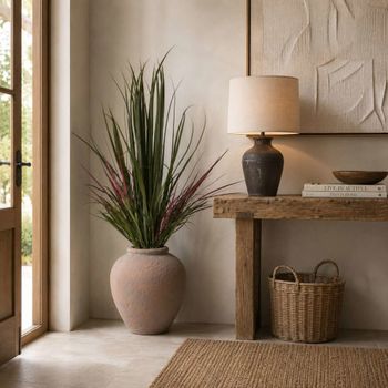 Planta verde con maceta de magnesia 70x70x125 cm
