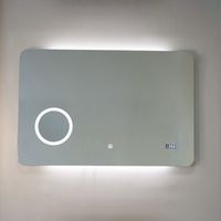 espejo led 100x70 con encendido tactil y reloj digital integrado