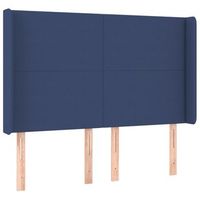 cabecero cama mueble de dormitorio con led de tela 147 x 16 x 118128 cm azul m020000393