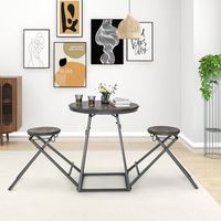 conjunto de comedor plegable mesa redonda y taburetes de bar para espacios pequenos gris