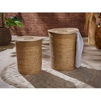 Ropero Fibra Nat. Con Borde Marron 53 Cms. S/2 40dx53 Cms
