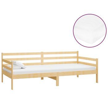 Sofá Cama Con Colchón Madera De Pino Maciza 90x200 Cm