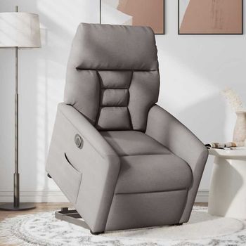 Sillón De Salón | Silla | Sillón Eléctrico Reclinable Elevable De Tela Gris Taupe