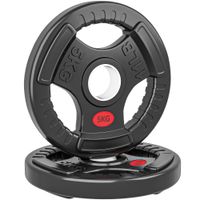 sportnow discos pesas olimpicos agujero o50 mm 2x5 kg con anillo interior de acero y triple agarre para mancuernas y barras negro