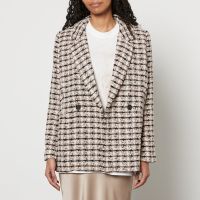 anine bing diana tweed double-breasted blazer - xl