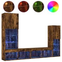 muebles tv pared con led 4 pzas madera ingenieria roble ahumado vidaxl