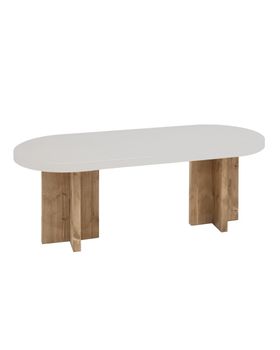 Mesa de centro de microcemento en blanco roto y envejecido 120x40cm
