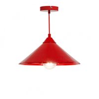 lampara colgante de ceramica con textil y metal rojo