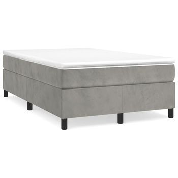 Cama Matrimonial | Cama Para Adultos | Estructura De Cama Box Spring Terciopelo Gris Claro 120x200 Cm