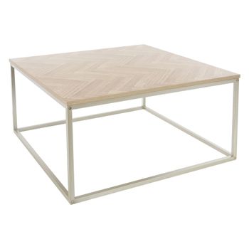 Mesa de centro aspecto roble estilo moderno con dibujo de espigna