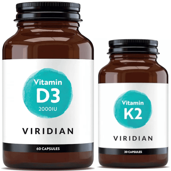 Viridian Vit. K2 50ug 30 Cápsulas Veganas + Vit. D3 Vegana 2000 IU 60 Cápsulas