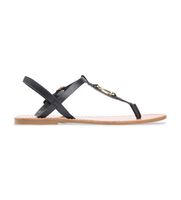 tommy hilfiger para mujer fw0fw09127 sandalias de piel leona negro 39 plano hebilla casual