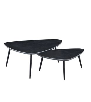 Mesa de centro con sobre de cerámica negra y patas negras 35x97x79 cm