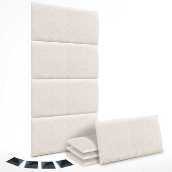 Dhome Juego De 8 Paneles Tapizados De Tela De Lujo Pack Autoadhesivos Para Pared Acústicos Absorbentes Protección (ethnic White, 60x60cm, X8)