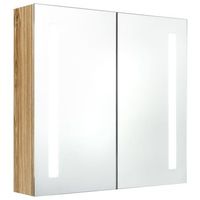 armario de bano con espejo y led color roble 62x14x60 cm vidaxl