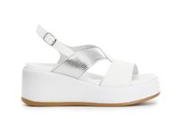 sandalias bicolor con cuna de piel white