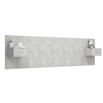 Cabecero Cama Mueble De Dormitorio De Cama Y Mesitas Madera Contrachapada Hormigón Gris M02_0006311