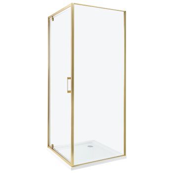 Cabina De Ducha Cuadrada De Vidrio Templado Una Puerta Dorado 70 X 70 X 185 Cm Darli