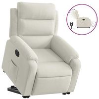sillon electrico reclinable elevable de terciopelo crema vidaxl