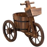 outsunny porte maceta triciclo - estante de macetas de flores - jardinera 52x31x455 cm - madera de pino   aosom espana