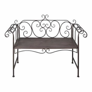 Banco De Jardín | Banco De Exterior | Silla De Jardín De Acero Marrón Envejecido 132 Cm