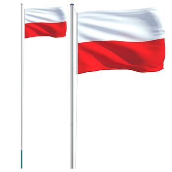 Mástil Y Bandera De Polonia Aluminio 6,08 M Vidaxl