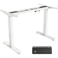 homcom estructura de escritorio electrica ajustable en altura con funcion de memoria acero blanco