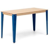 mesa lunds estudio 160x90x75cm azul en madera maciza de pino acabado natural estilo nordico industrial box furniture