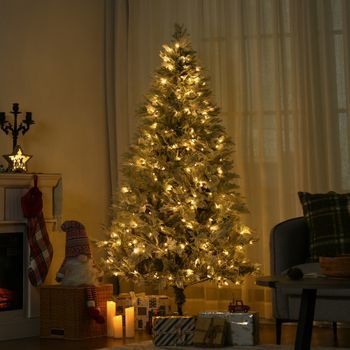Árbol De Navidad Artificial Acero Plástico Homcom Ø105x180 Cm Blanco