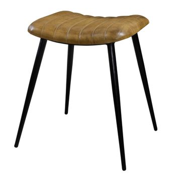 Taburete de piel de camello acolchada