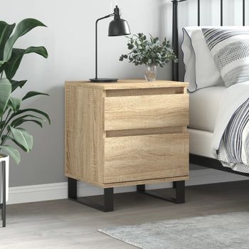 Mesita De Noche | Mesilla De Noche Madera De Ingeniería Roble Sonoma 40x35x50 Cm Cfw641426