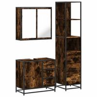 set de muebles bano 3 pzas  armarios bano madera contrachapada roble ahumado