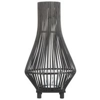 linterna de madera de bambu negra 58 cm farolillo vidrio pie boho leyte