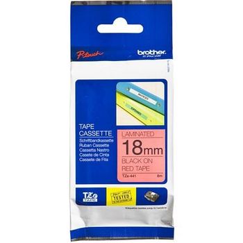 Brother TZe-441 Original P-Touch Label Tape (18mm x 8m) Black On Red