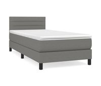 cama box spring con colchon tela gris oscuro 90x190 cm rayas horizontales