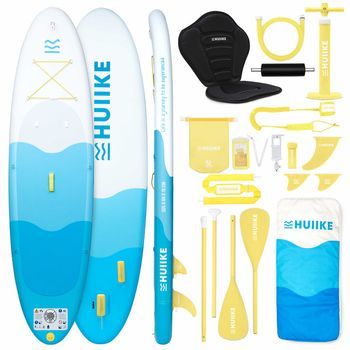 Tabla Paddle Surf Hinchable Con Accesorios, Huiike | Sup Con Remo Doble Uso, Asiento Kayak, Azul, 10'