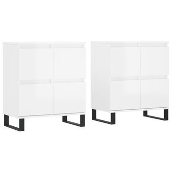 Aparadores 2 Uds Madera Contrachapada Blanco Brillo