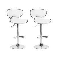 conjunto de 2 sillas de bar tapizados en piel sintetica blanca reposapies giratorio elevador de gas altura ajustable conway