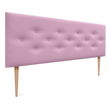 Dhome Cabecero De Polipiel Con 3 Hileras Intercaladas De Botones Y Patas Cabezal Tapizado Cama Lujo (rosa, 160cm)