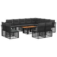 conjunto de sofas de jardin 13 uds negro y gris oscuro vidaxl