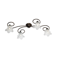 lampara de techo alice en hierro lacado en marron con decoracion difusores de oro antiguo y cristal d 14 alabastro blanco 4 luces l 87 x 40